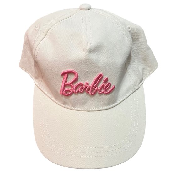NEW URBAN OUTFITTERS BARBIE SNAPBACK HAT WHITE PINK EMBROIDERED BASEBALL CAP NWT - Picture 2 of 9
